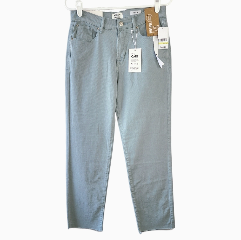 Kensie The Slim Vintage Luxe Sea Glass Light Turquoise Jeans Women's Size 4